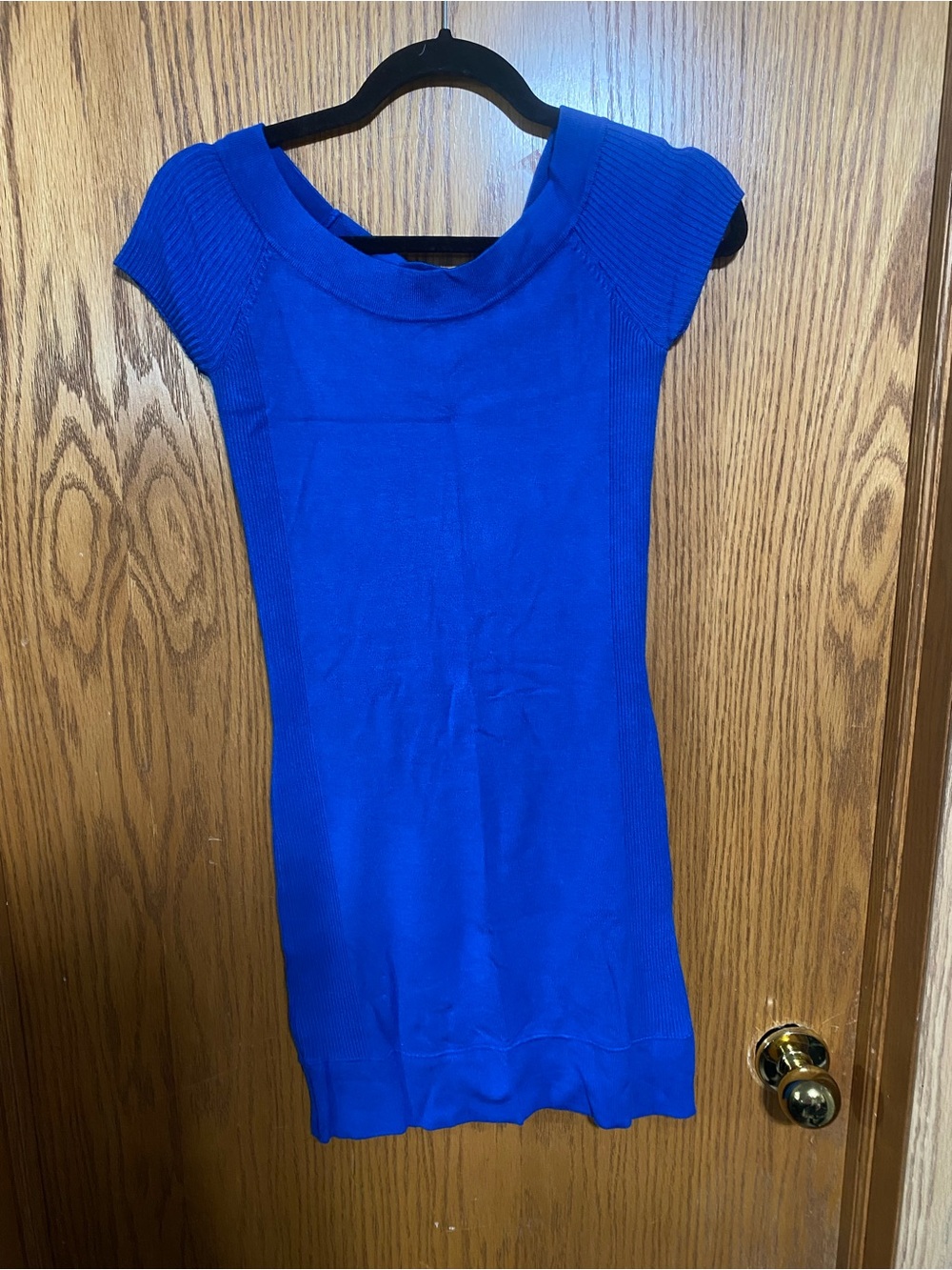 Royal Blue Cap-Sleeve Knit Dress